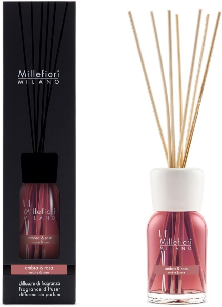 Millefiori Milano Reed Diffuser 100 ml - Ambra & Rosa