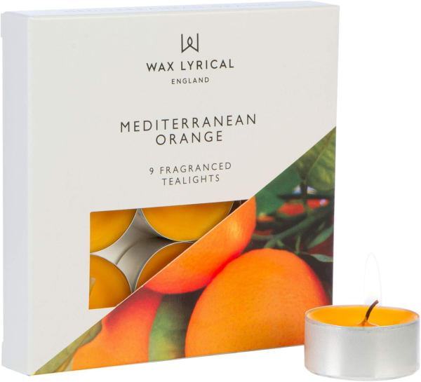 Wax Lyrical - Made in England - Fragranced Teelights Mediterranean Orange - 9 Stück
